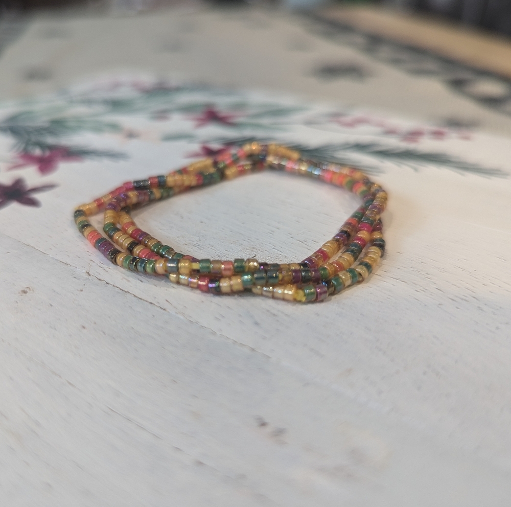 3 Handmade Seed Bead Bracelet Stack